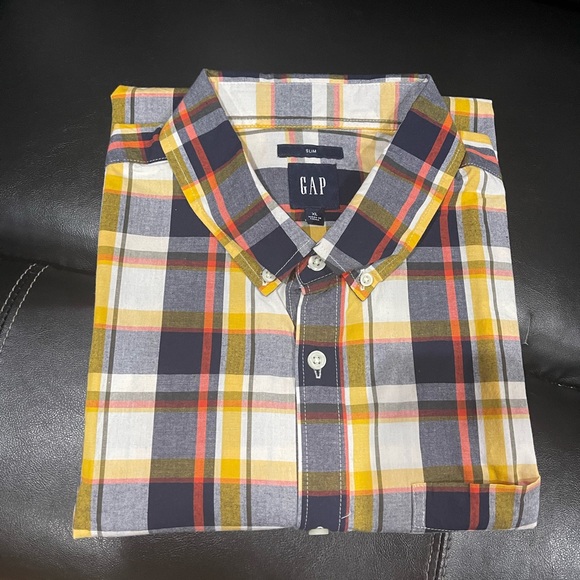 Gap multi plaid short sleeve shirt Sz XL - Picture 10 of 12